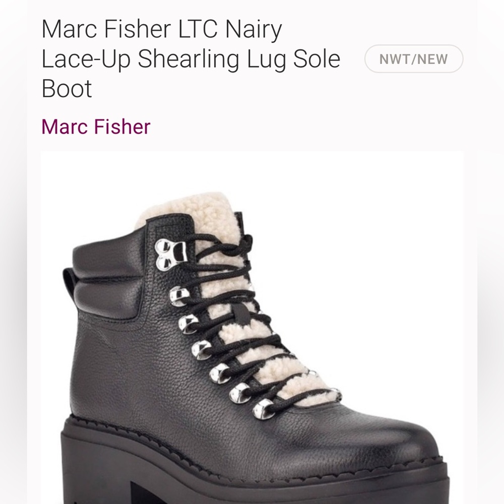 Marc Fisher shearling lug sole boot